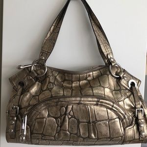 Large gold leather bag